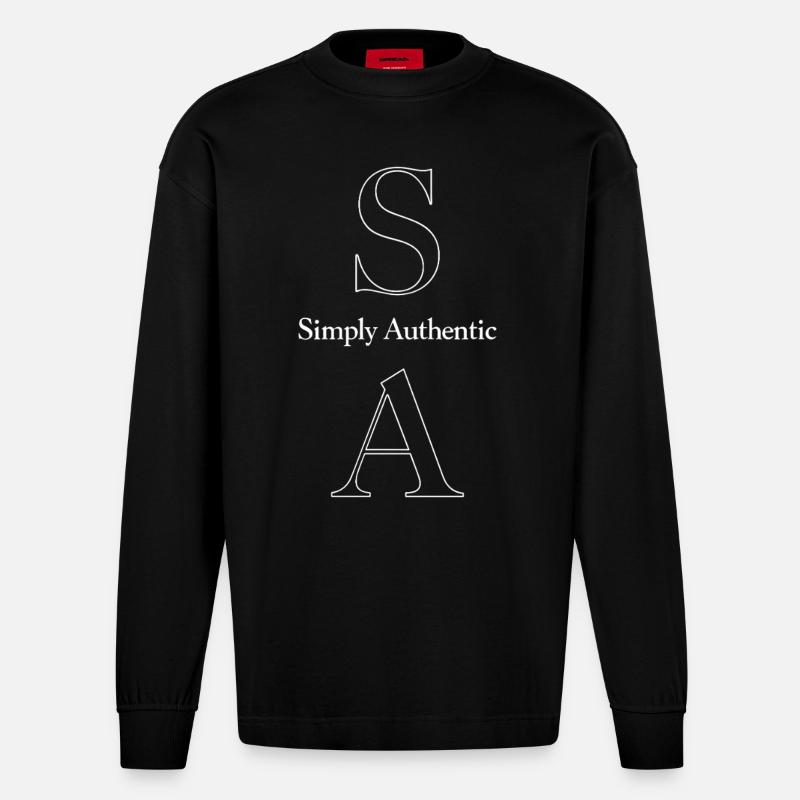 Affirmation simplement authentique - Manches longues bio épais oversize fabriqué en UE - SOLID BLACK