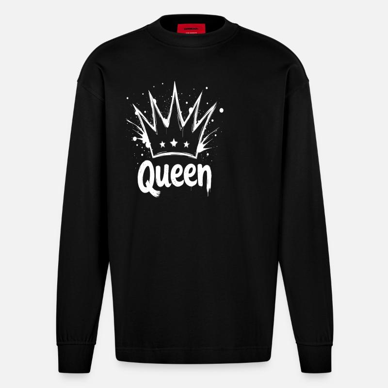 Couronne de reine Splash - Manches longues bio épais oversize fabriqué en UE - SOLID BLACK