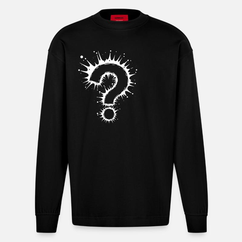 What Question Mark Splash - Heavyweight Oversized Organic Longsleeve Shirt Made in EU - SOLID BLACK
