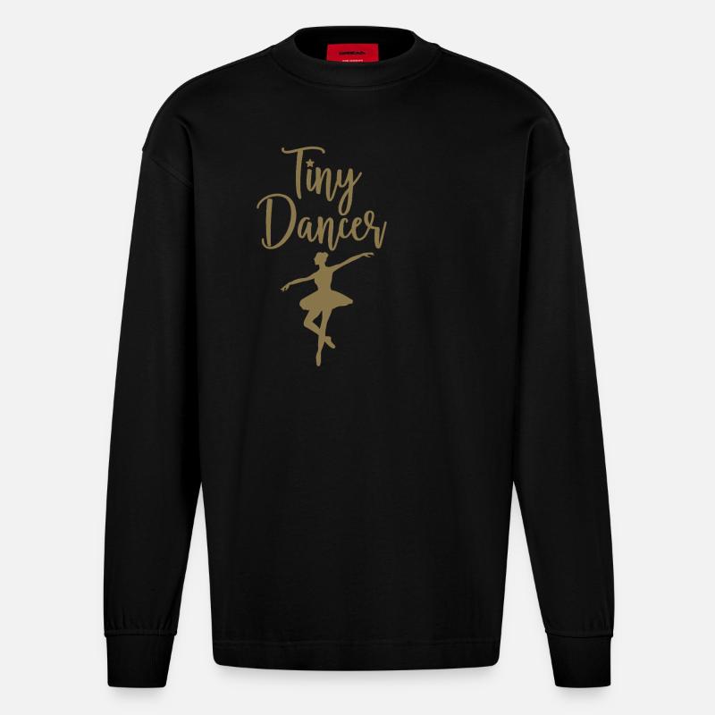 Tiny Dancer - Ballerina Silhouette - Heavyweight Oversized Organic Langarmshirt Made in EU - SOLID BLACK