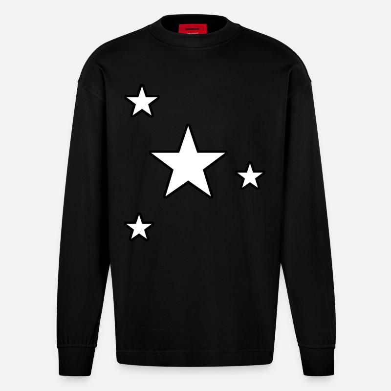 Sterne Gestirn Sternchen Geschenk Sternenhimmel - Heavyweight Oversized Organic Langarmshirt Made in EU - SOLID BLACK