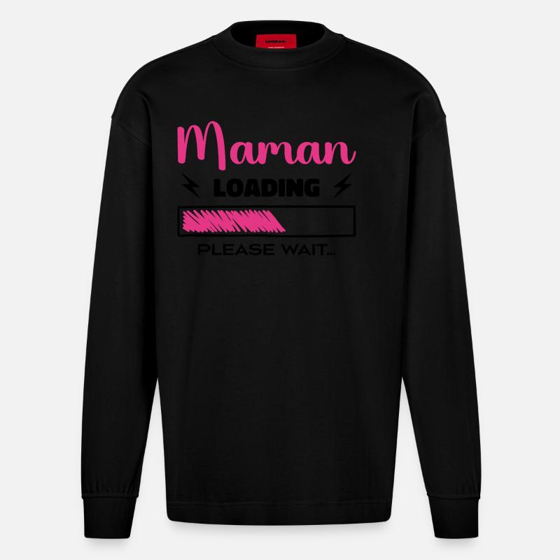 Maman loading Please Wait... - Manches longues bio épais oversize fabriqué en UE - SOLID BLACK