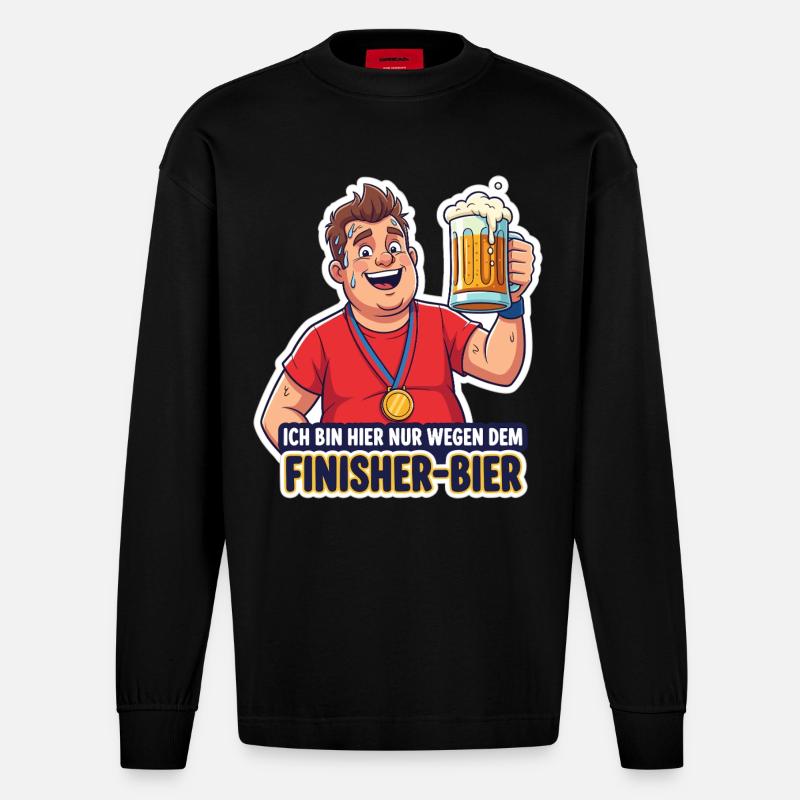 Finisher-Bier - Heavyweight Oversized Organic Langarmshirt Made in EU - SOLID BLACK