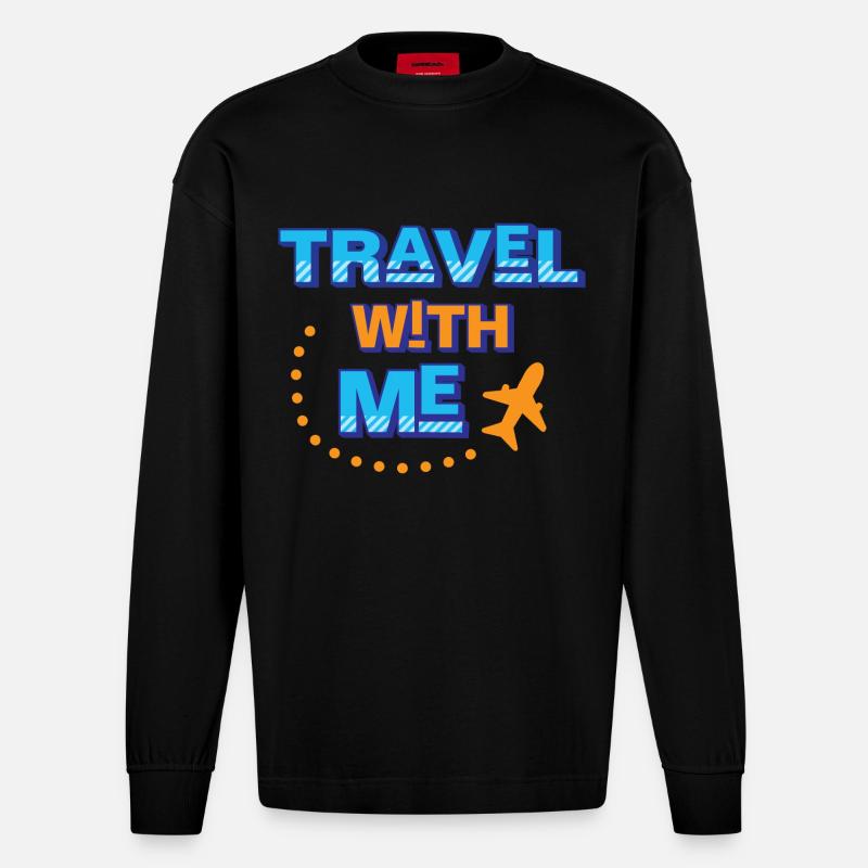 Voyage avec moi - Manches longues bio épais oversize fabriqué en UE - SOLID BLACK