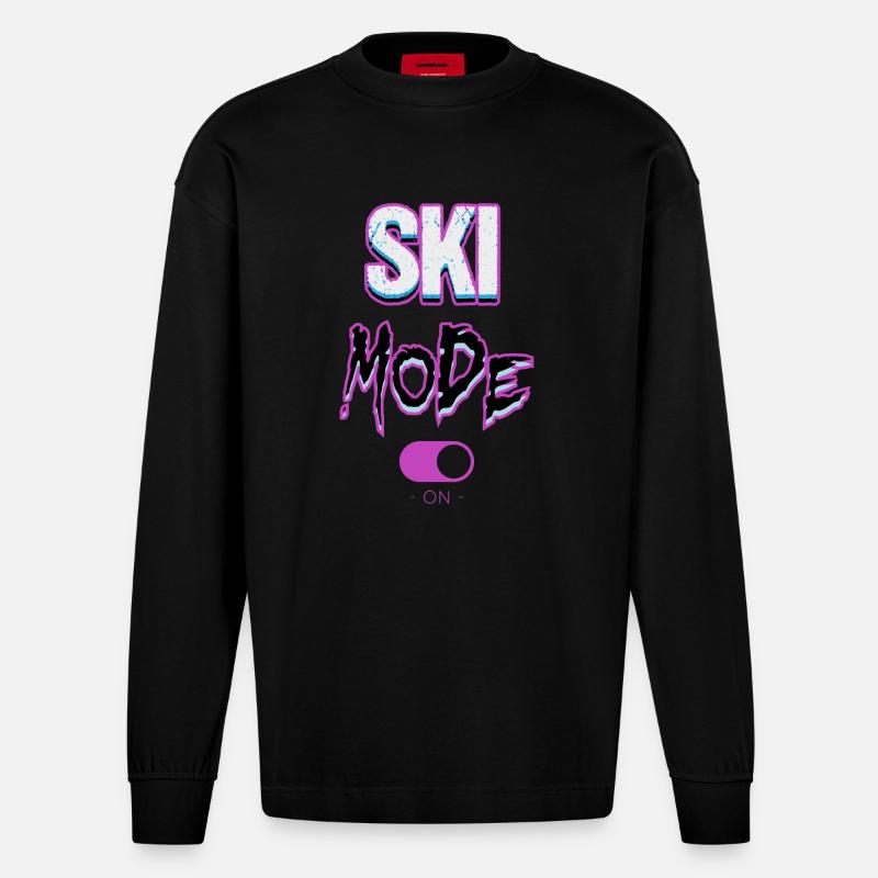 Ski mode-on - Heavyweight Oversized Organic Langarmshirt Made in EU - SOLID BLACK