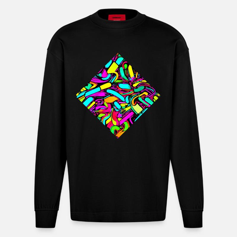 Neon Stil UV House Style - Heavyweight Oversized Organic Langarmshirt Made in EU - SOLID BLACK