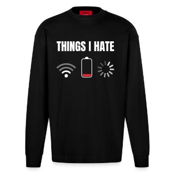 Things I Hate - Heavyweight Oversized Organic Langarmshirt Made in EU - SOLID BLACK - Vorne