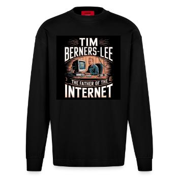 Patrimoine de l’humanité - Tim Berners Lee - Manches longues bio épais oversize fabriqué en UE - SOLID BLACK - Devant
