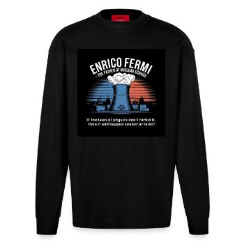 Patrimoine de l’humanité - Enrico Fermi - Manches longues bio épais oversize fabriqué en UE - SOLID BLACK - Devant