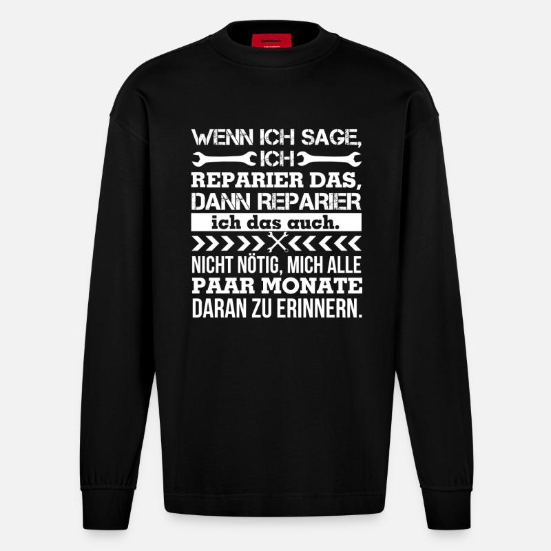 Ich mach das schon... - Heavyweight Oversized Organic Langarmshirt Made in EU - SOLID BLACK