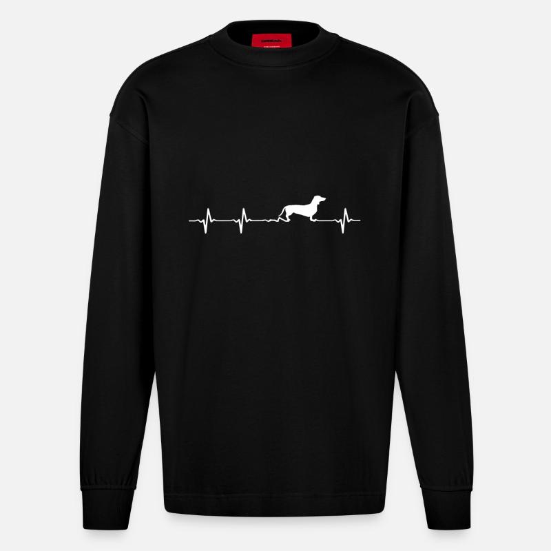 Dackel-Geschenk - Heavyweight Oversized Organic Langarmshirt Made in EU - SOLID BLACK