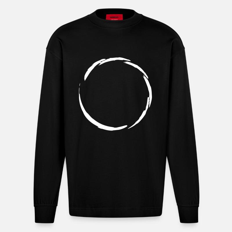 Cercle Symbole Blanc - Manches longues bio épais oversize fabriqué en UE - SOLID BLACK