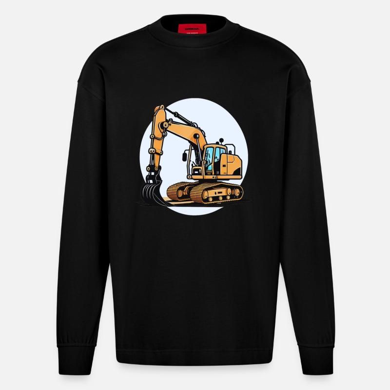 Der Bagger - Heavyweight Oversized Organic Langarmshirt Made in EU - SOLID BLACK