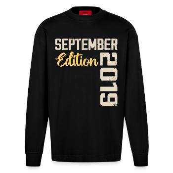 September 2019 - 5th Anniversary September 2019 - Heavyweight Oversized Organic Longsleeve Shirt Made in EU - SOLID BLACK - Front