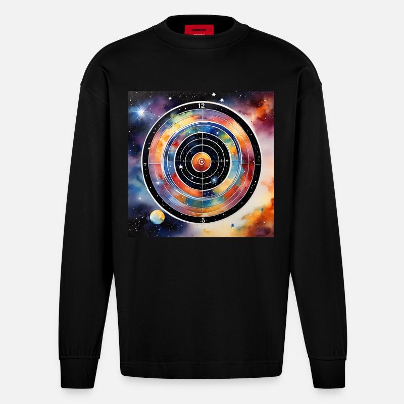 Dartboard Milchstraße - Heavyweight Oversized Organic Langarmshirt Made in EU - SOLID BLACK