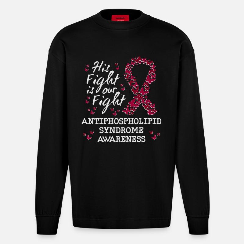 Antiphospholipid Syndrom Bewusstsein - Heavyweight Oversized Organic Langarmshirt Made in EU - SOLID BLACK