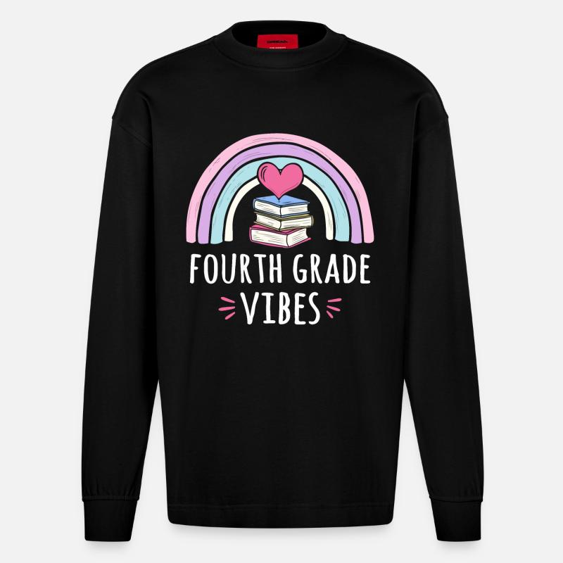 Vierte Klasse Stimmung - Heavyweight Oversized Organic Langarmshirt Made in EU - SOLID BLACK