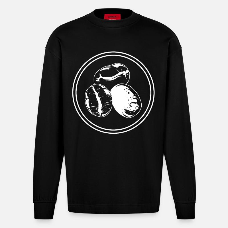 Kaffeebohne Symbol Kaffee - Heavyweight Oversized Organic Langarmshirt Made in EU - SOLID BLACK