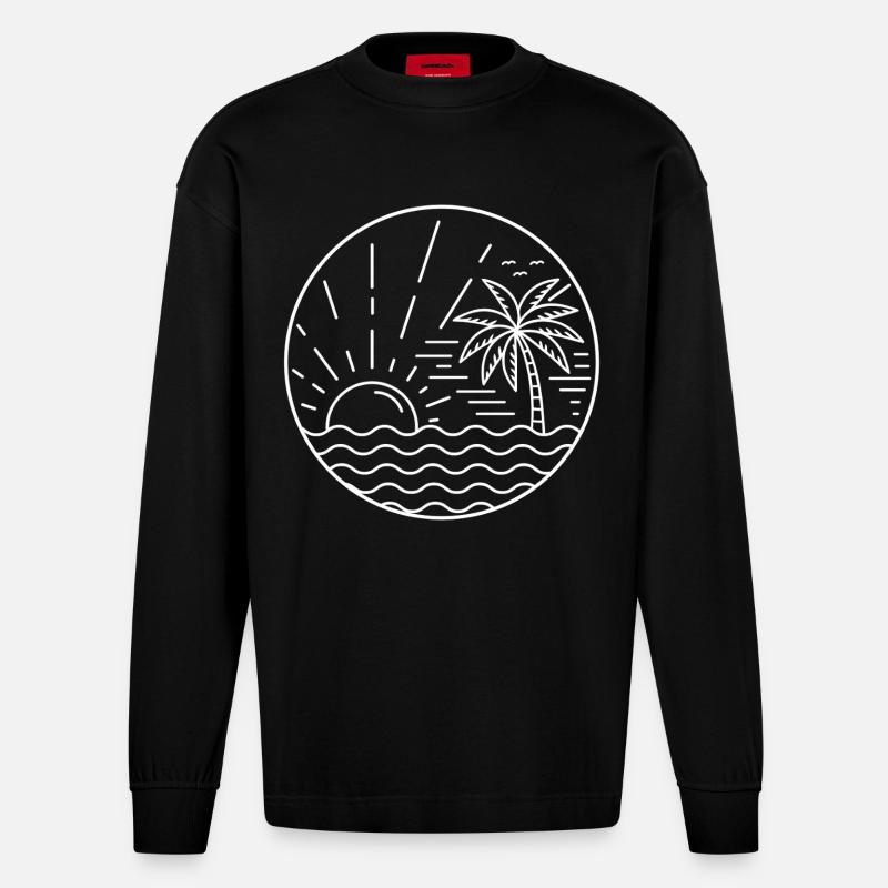 Sunset Circle - Heavyweight Oversized Organic Langarmshirt Made in EU - SOLID BLACK