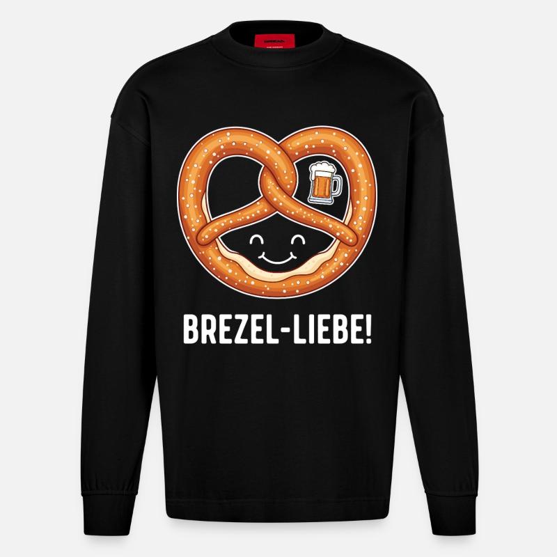 Brezel-Liebe ! - Heavyweight Oversized Organic Langarmshirt Made in EU - SOLID BLACK