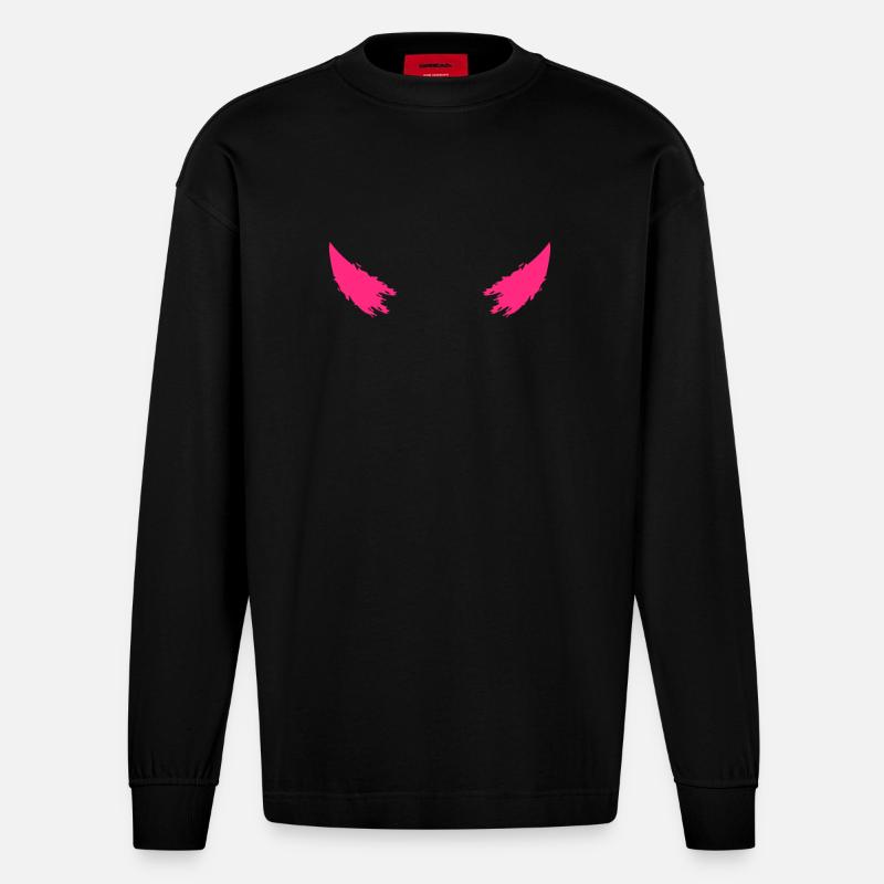 cornes diable - Manches longues bio épais oversize fabriqué en UE - SOLID BLACK