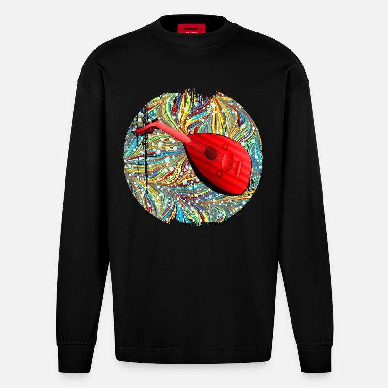 mandoline e 201 - Heavyweight Oversized Organic Langarmshirt Made in EU - SOLID BLACK