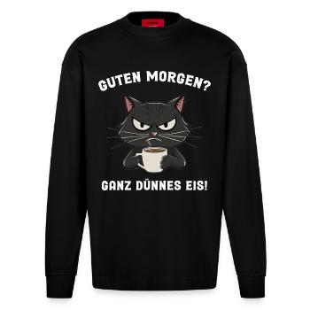 Bonjour? de la glace très mince ! - Manches longues bio épais oversize fabriqué en UE - SOLID BLACK - Devant