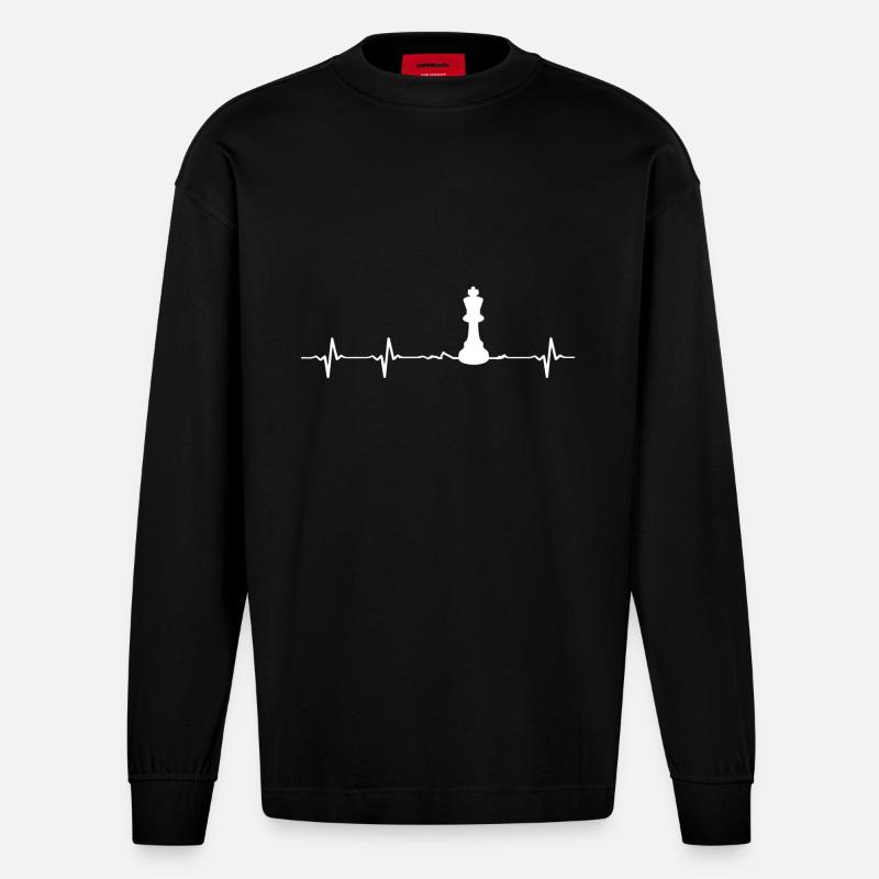 schach - Heavyweight Oversized Organic Langarmshirt Made in EU - SOLID BLACK