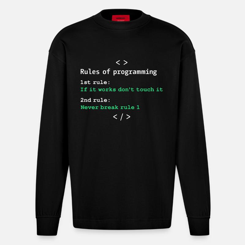 Regeln der Programmierung - Heavyweight Oversized Organic Langarmshirt Made in EU - SOLID BLACK