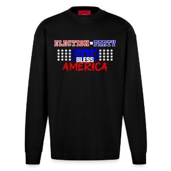 Élections= Jour de fête - Manches longues bio épais oversize fabriqué en UE - SOLID BLACK - Devant