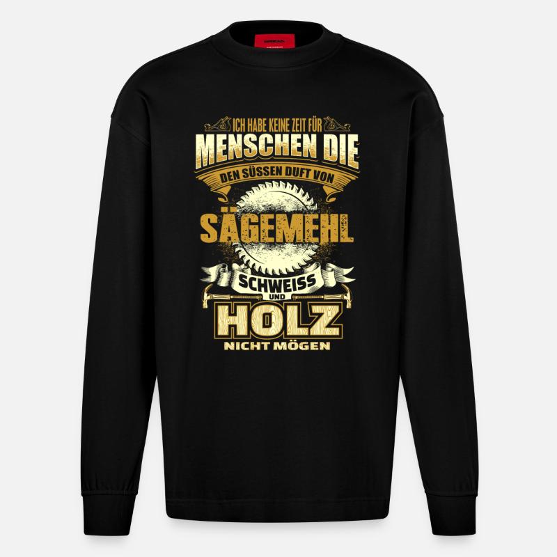 Charpentier - bois, sciure, soudage - Manches longues bio épais oversize fabriqué en UE - SOLID BLACK