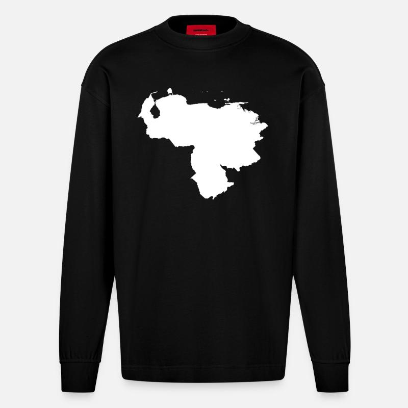 Venezuela originelle Geschenkidee - Heavyweight Oversized Organic Langarmshirt Made in EU - SOLID BLACK