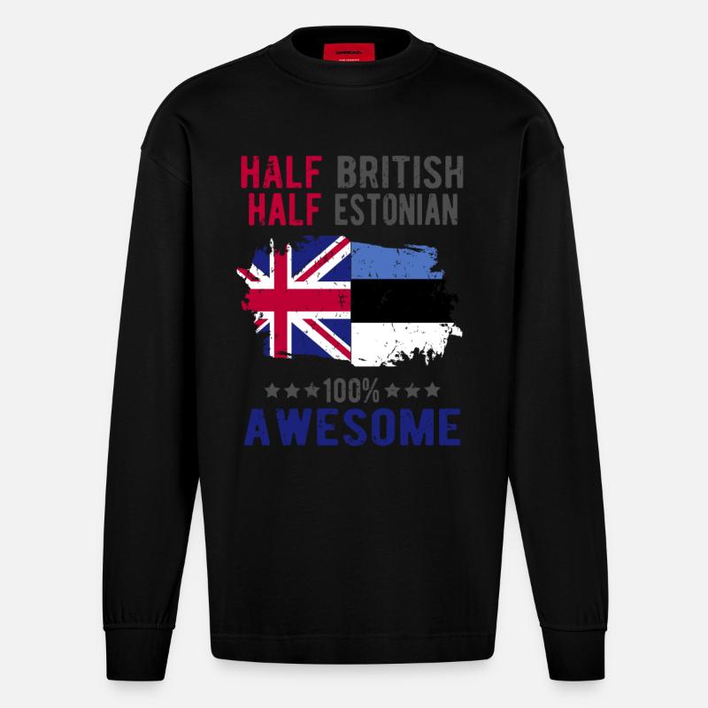 Halb Brite Halb Estländer - Heavyweight Oversized Organic Langarmshirt Made in EU - SOLID BLACK