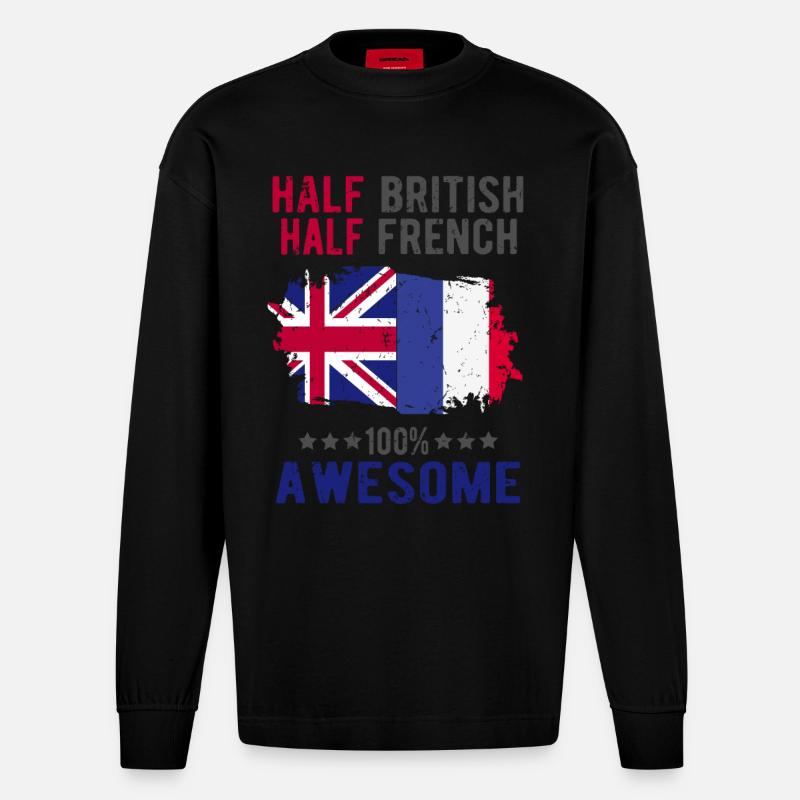 Half British Half British - Heavyweight Oversized Organic Longsleeve Shirt Made in EU - SOLID BLACK