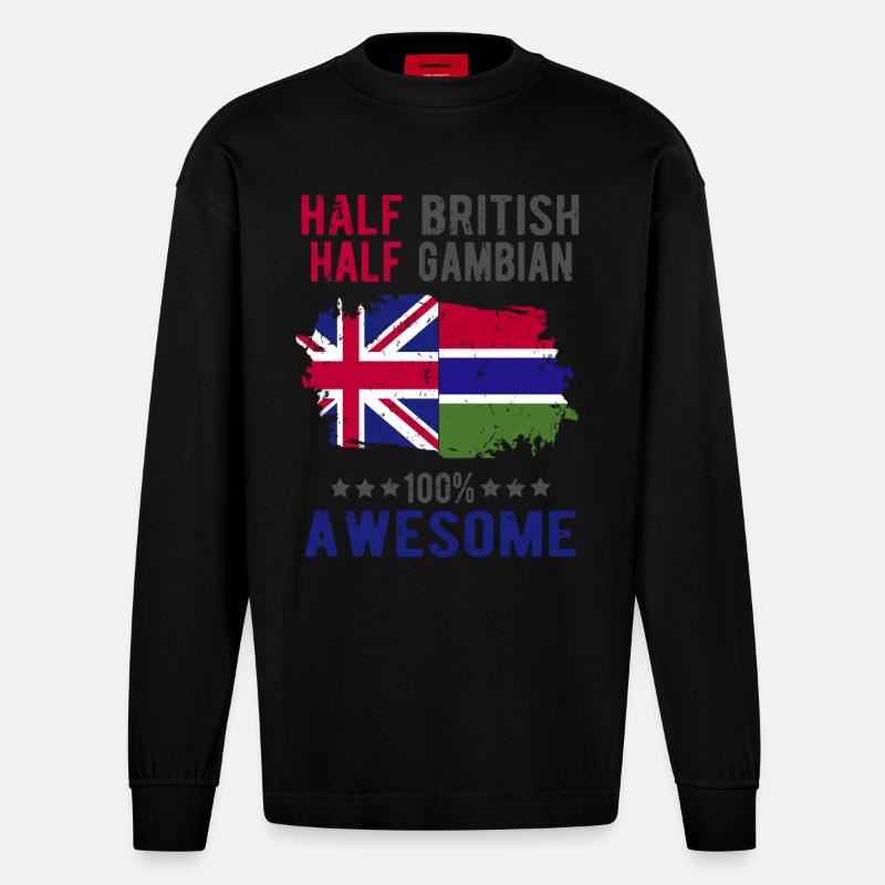 Halb Brite Halb Gambier - Heavyweight Oversized Organic Langarmshirt Made in EU - SOLID BLACK