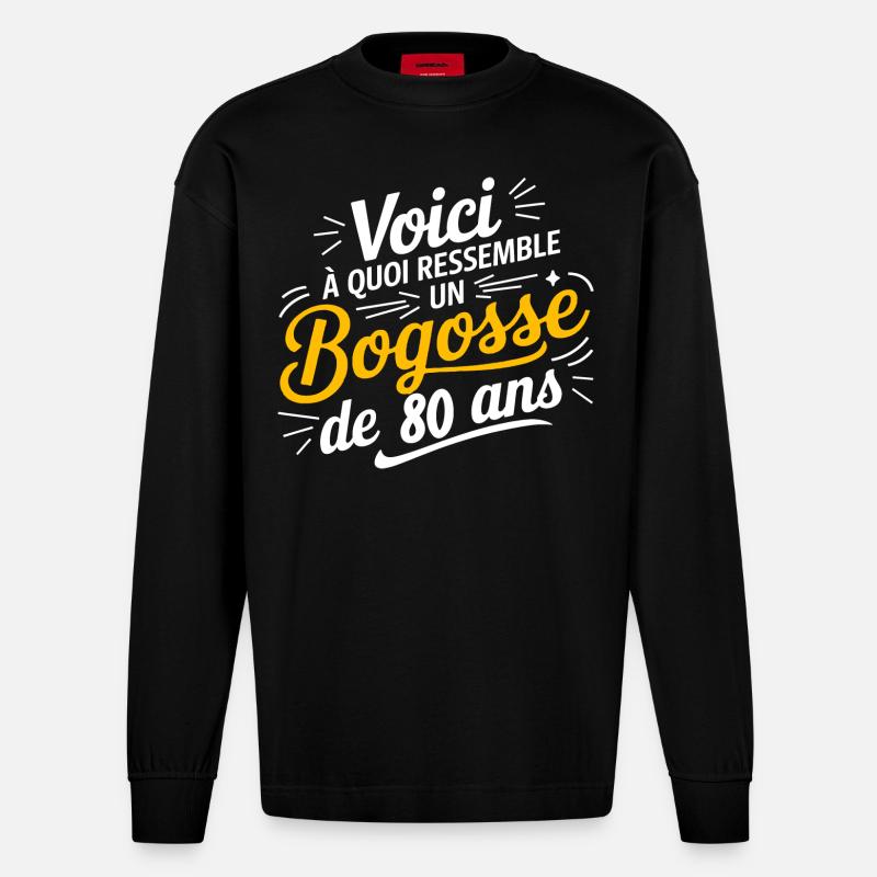 BOGOSSE DE 80 - Manches longues bio épais oversize fabriqué en UE - SOLID BLACK