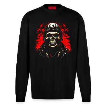 Motard Crâne ardent - Manches longues bio épais oversize fabriqué en UE - SOLID BLACK - Devant