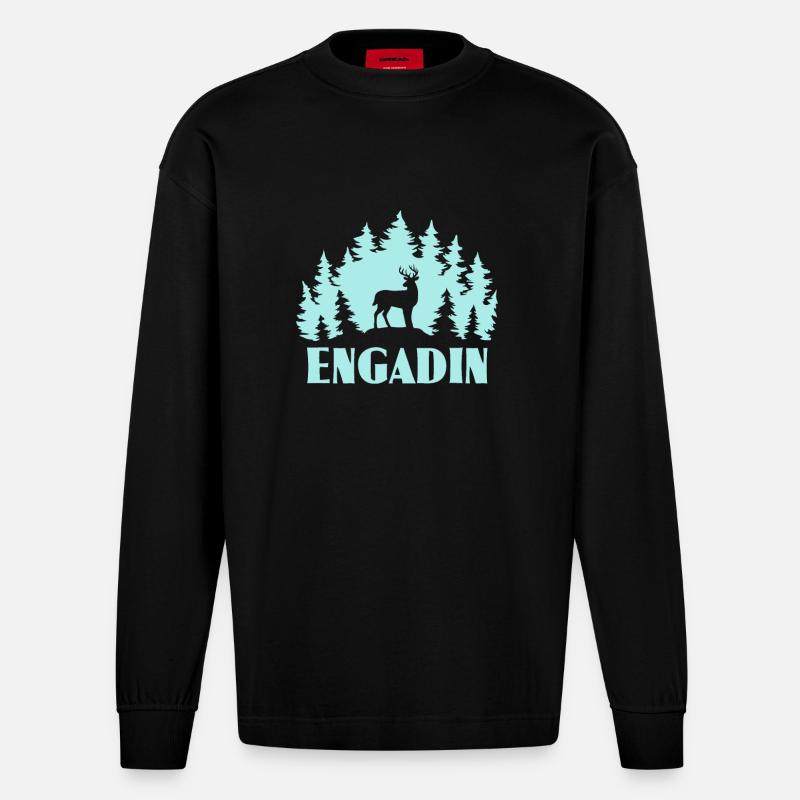 Engadin - Heavyweight Oversized Organic Langarmshirt Made in EU - SOLID BLACK