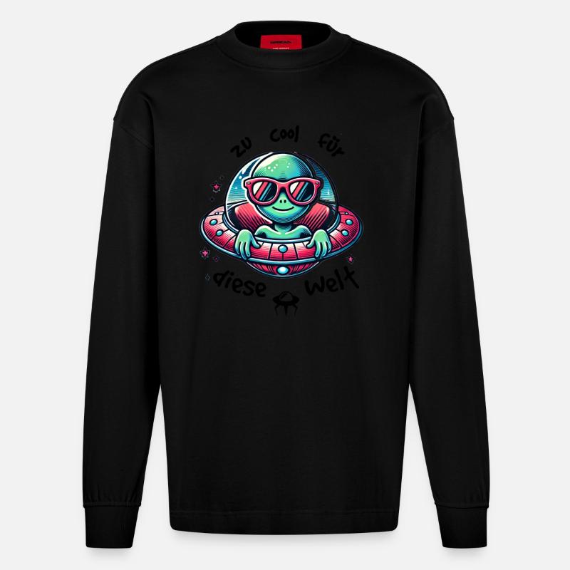 Trop cool pour ce monde - Manches longues bio épais oversize fabriqué en UE - SOLID BLACK