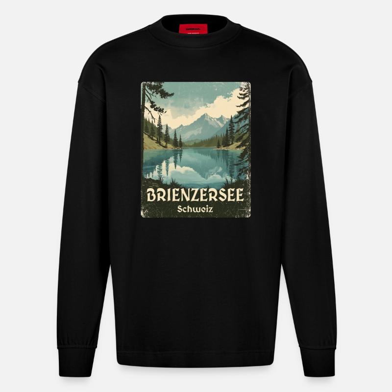 Brienzersee - Heavyweight Oversized Organic Langarmshirt Made in EU - SOLID BLACK