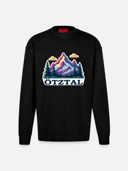 Oetztal Ötztal - Heavyweight Oversized Organic Langarmshirt Made in EU - SOLID BLACK