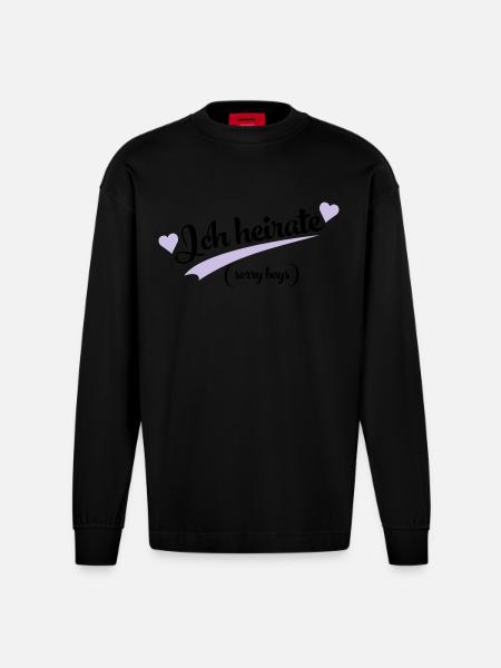 lustiger spruch - Heavyweight Oversized Organic Langarmshirt Made in EU - SOLID BLACK