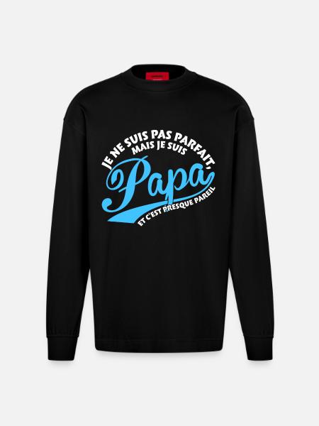 Parfait Papa - Manches longues bio épais oversize fabriqué en UE - SOLID BLACK