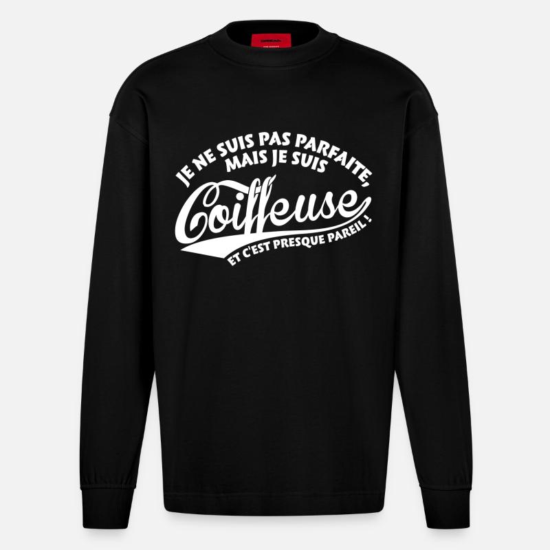 Parfaite Coiffeuse - Manches longues bio épais oversize fabriqué en UE - SOLID BLACK