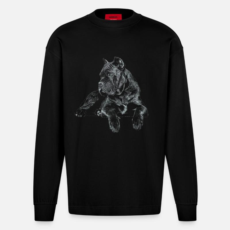 Cane Corso Italiano - Heavyweight Oversized Organic Langarmshirt Made in EU - SOLID BLACK