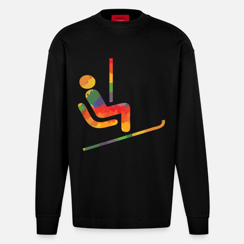 Farbiger Ski Läufer - Heavyweight Oversized Organic Langarmshirt Made in EU - SOLID BLACK