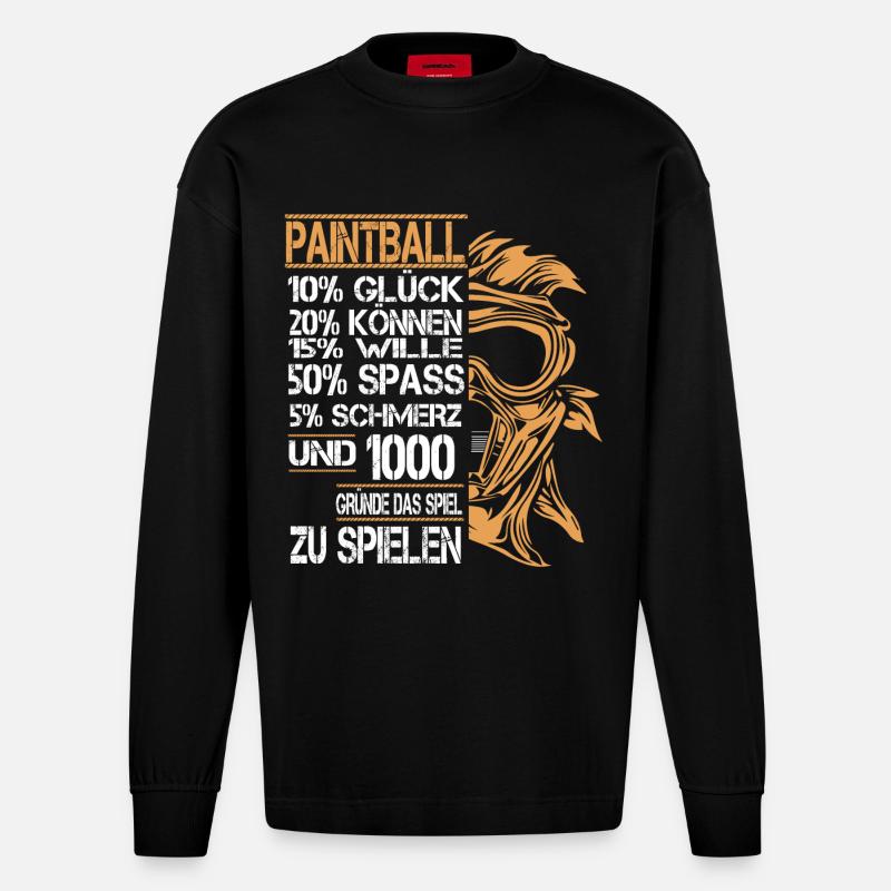 Paintball - Heavyweight Oversized Organic Langarmshirt Made in EU - SOLID BLACK