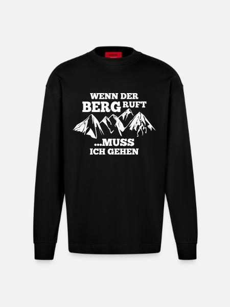 Wenn der Berg ruft... - Heavyweight Oversized Organic Langarmshirt Made in EU - SOLID BLACK