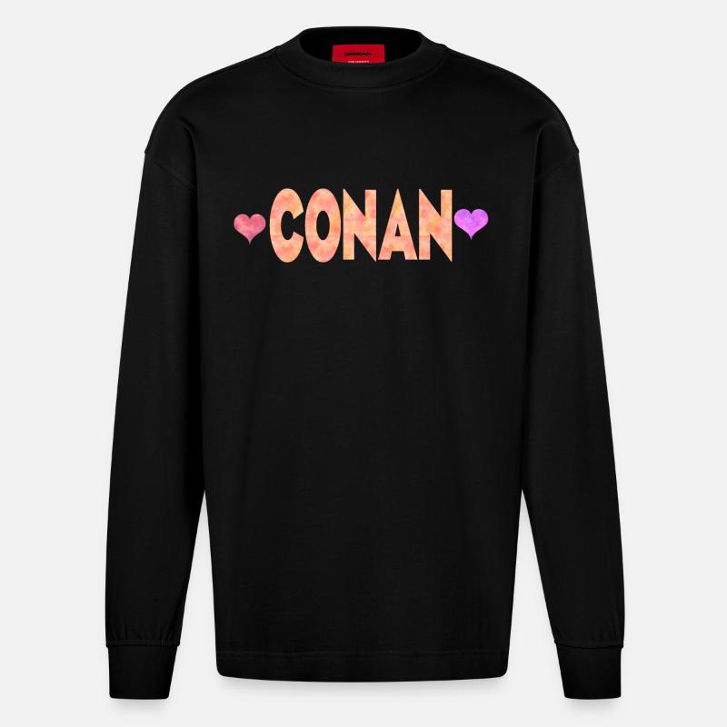 Conan - Heavyweight Oversized Organic Langarmshirt Made in EU - SOLID BLACK