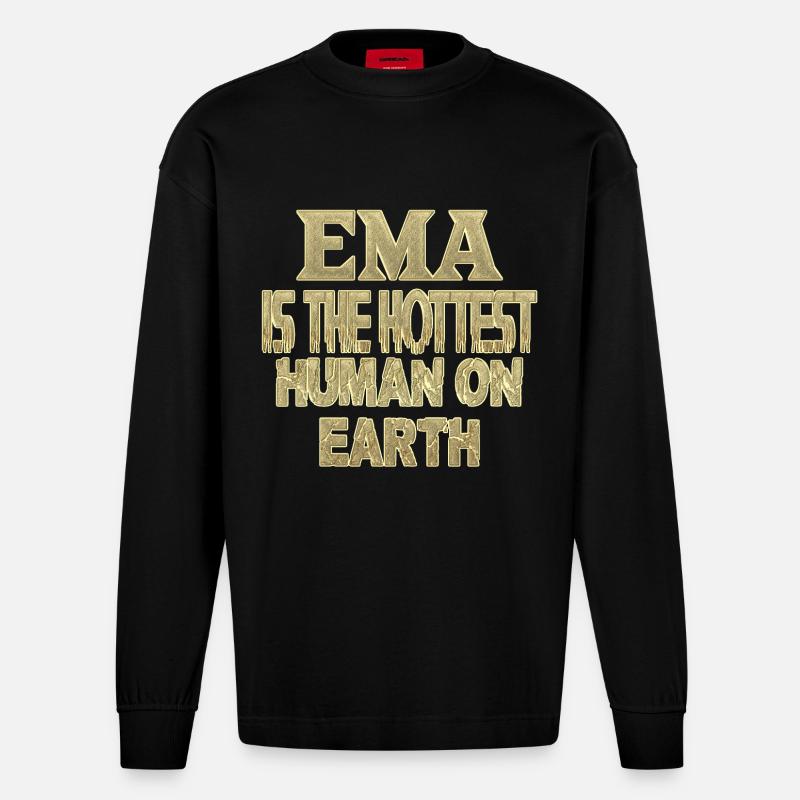 Ema - Heavyweight Oversized Organic Langarmshirt Made in EU - SOLID BLACK